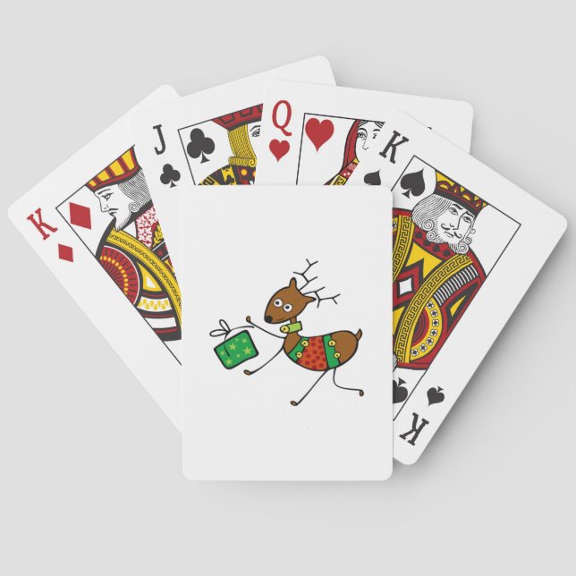 Cartoon Christmas Deer Playing Cards (Back)