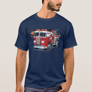Cartoon Christmas firetruck T-Shirt