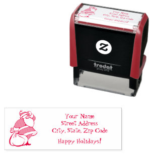 Cartoon Christmas Jolly Santa Claus, Sack of Toys Self-inking Stamp