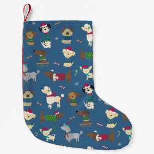 Cartoon Christmas Pups Small Christmas Stocking