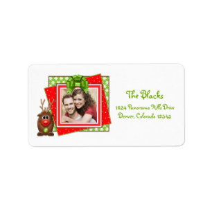 Cartoon Christmas Reindeer Return Address Labels