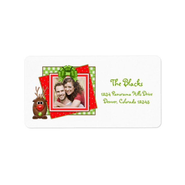 Cartoon Christmas Reindeer Return Address Labels (Front)
