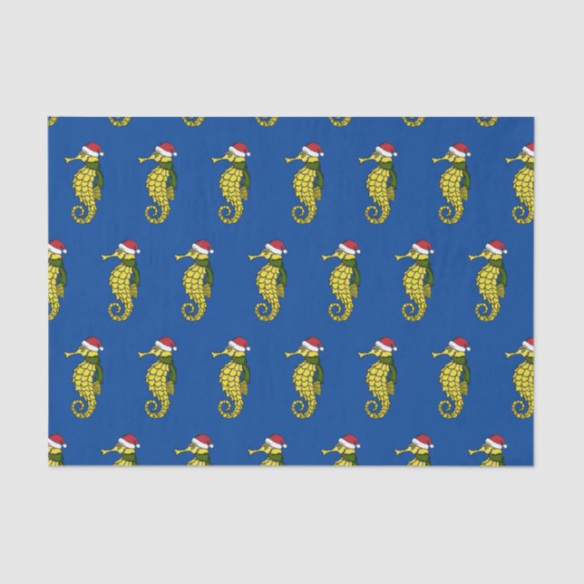 Cartoon Christmas Seahorse Tissue Paper (Front)