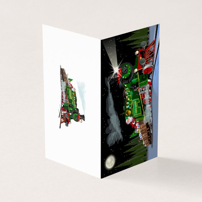 Cartoon Christmas train Postcard (Outside)