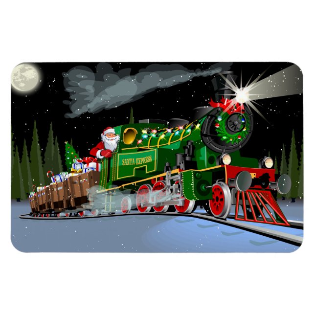 Cartoon Christmas train Postcard Magnet (Horizontal)