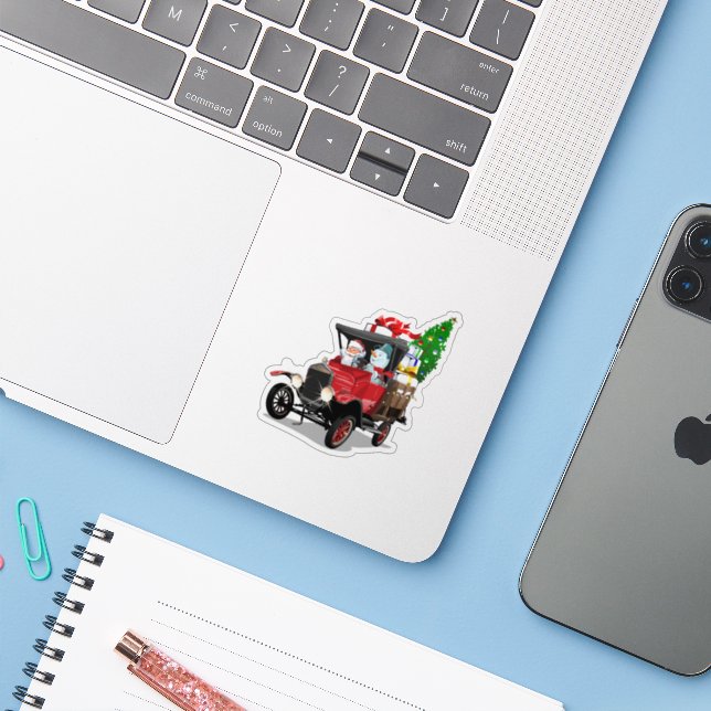 Cartoon Christmas truck (Laptop w/ iPhone)