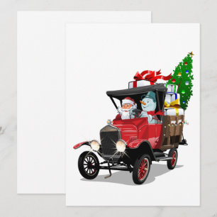Cartoon Christmas truck Holiday Card