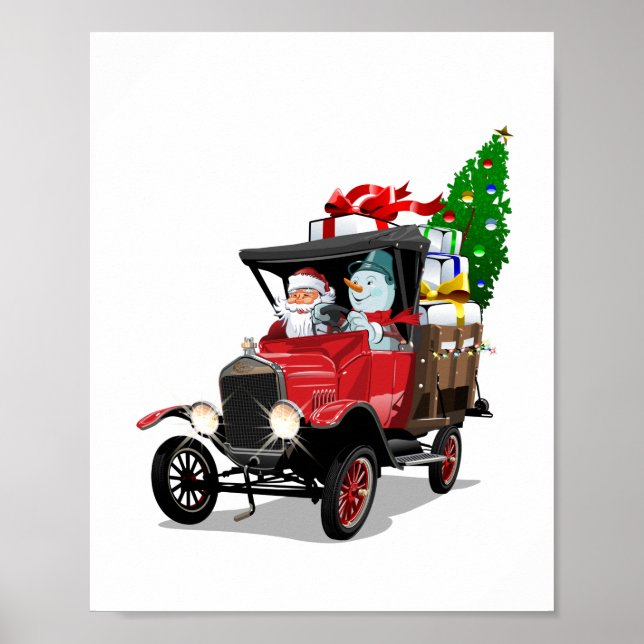 Cartoon Christmas truck Poster (Front)
