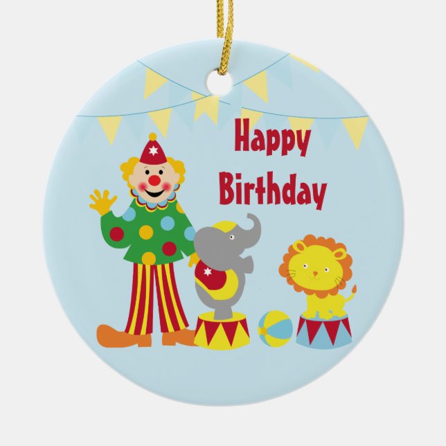 Cartoon Circus Clown and Animals Ornament (Front)