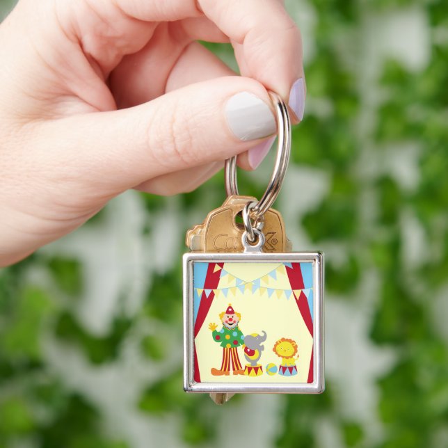 Cartoon Circus Clown and Animals Premium Keychain (Hand)