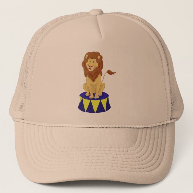 Cartoon Circus Lion Trucker Hat (Front)