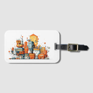 Cartoon City Animated Luggage Tag – Colorful Urban