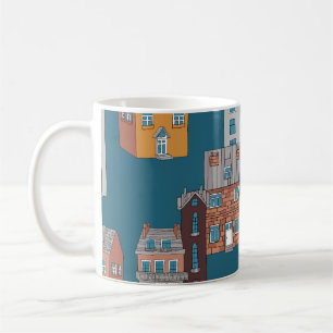 Cartoon City Vintage Wallpaper Coffee Mug
