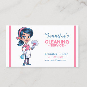 Cartoon Cleaning Lady Business Cards