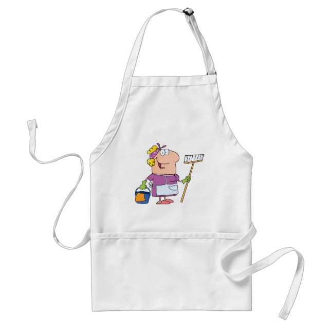 Cartoon Cleaning Lady Standard Apron (Front)