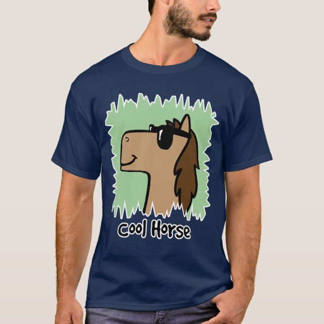 Cartoon Clip Art Cool Horse Wearing Sunglasses T-Shirt (Front)
