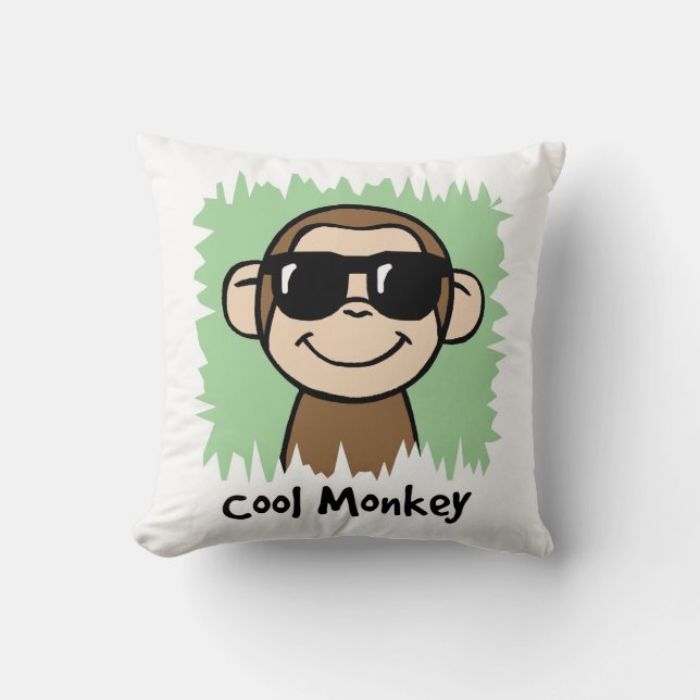 Cartoon Clip Art Cool Monkey with Sunglasses Cushion (Front)