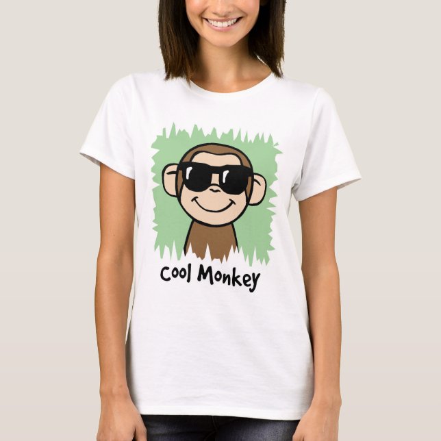 Cartoon Clip Art Cool Monkey with Sunglasses T-Shirt (Front)
