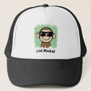Cartoon Clip Art Cool Monkey with Sunglasses Trucker Hat
