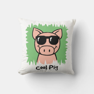 Cartoon Clip Art Cool Pig with Sunglasses Cushion