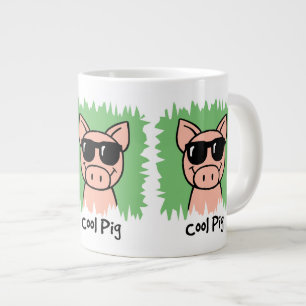 Cartoon Clip Art Cool Pig with Sunglasses Large Coffee Mug