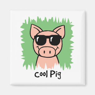 Cartoon Clip Art Cool Pig with Sunglasses Magnet