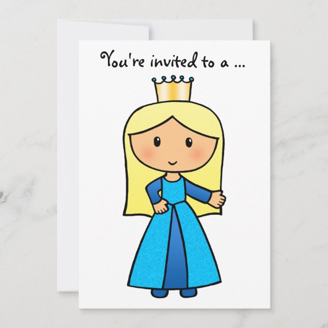Cartoon Clip Art Cute Blonde Princess Bridal Showe Invitation (Front)