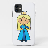 Cartoon Clip Art Cute Blonde Princess in Blue Dres