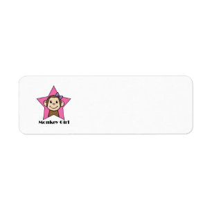 Cartoon Clip Art Smile Monkey Girl Pink Star Bow