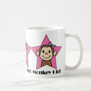 Cartoon Clip Art Smile Monkey Girl Pink Star Bow Coffee Mug