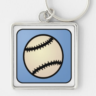 Cartoon Clip Art Sports, Baseball, Blue Background Key Ring