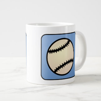 Cartoon Clip Art Sports, Baseball, Blue Background Large Coffee Mug
