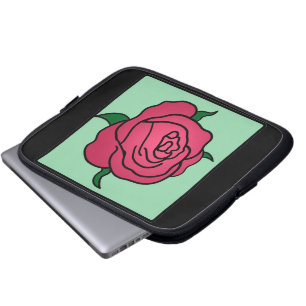 Cartoon Clip Art Valentine's Day Red Rose Flower Laptop Sleeve