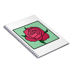 Cartoon Clip Art Valentine's Day Red Rose Flower Spiral Notebook