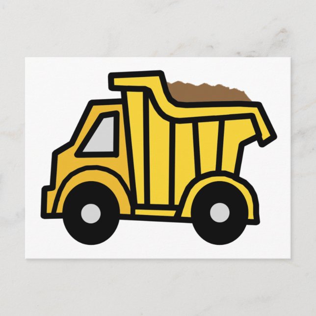 Cartoon Clip Art with a Construction Dump Truck Postcard (Front)