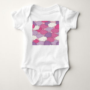 Cartoon clouds, fun vintage repeat. baby bodysuit