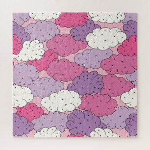 Cartoon clouds, fun vintage repeat. jigsaw puzzle
