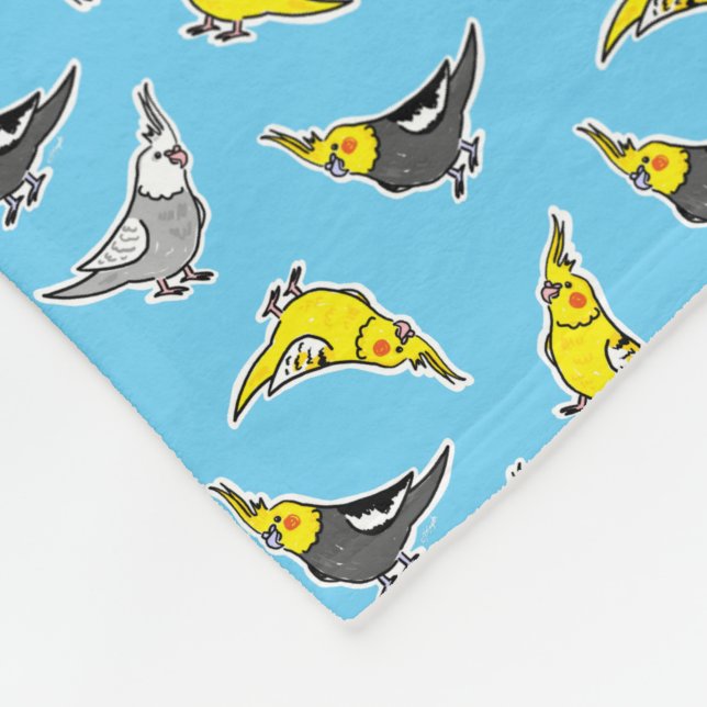 Cartoon Cockatiels Pattern Fleece Blanket (Corner)