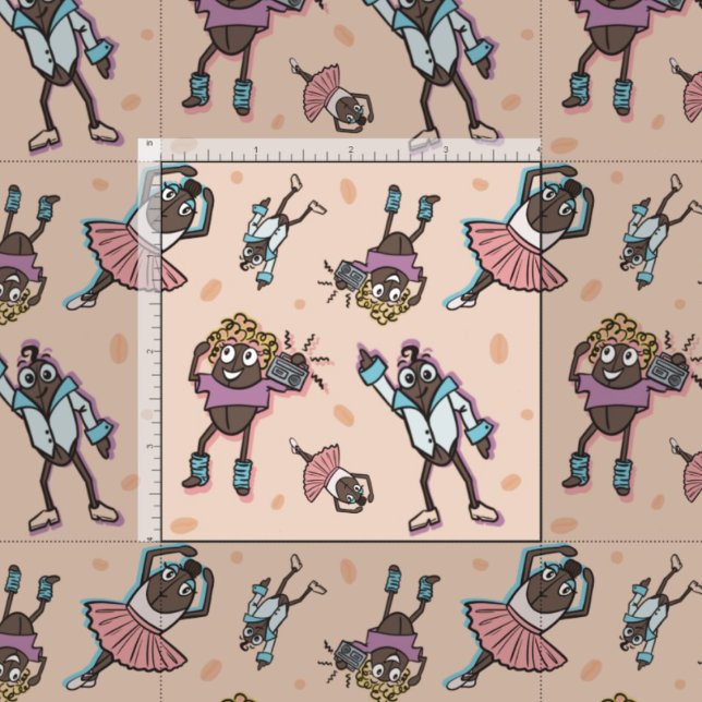Cartoon Coffee Bean Dance Party Fabric (Creator Uploaded)