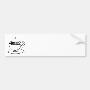 Cartoon Coffee Cup Demitasse Cute Cartoon Bumper Sticker