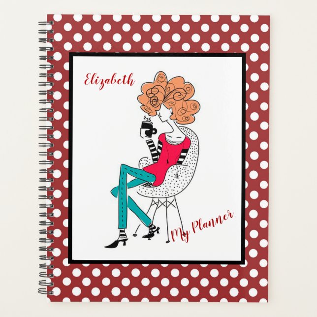 Cartoon Coffee Drinker Planner (Front)