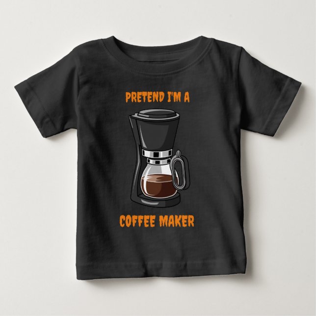 cartoon coffee maker simple costume black baby T-Shirt (Front)