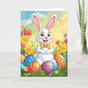 Cartoon Colourful Easter Bunny Holiday Card