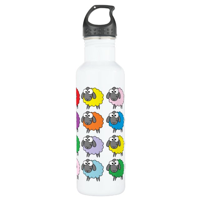 Cartoon Colourful Sheep Pattern 710 Ml Water Bottle (Front)