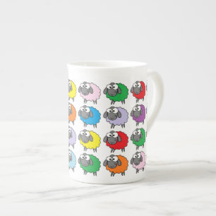 Cartoon Colourful Sheep Pattern Bone China Mug
