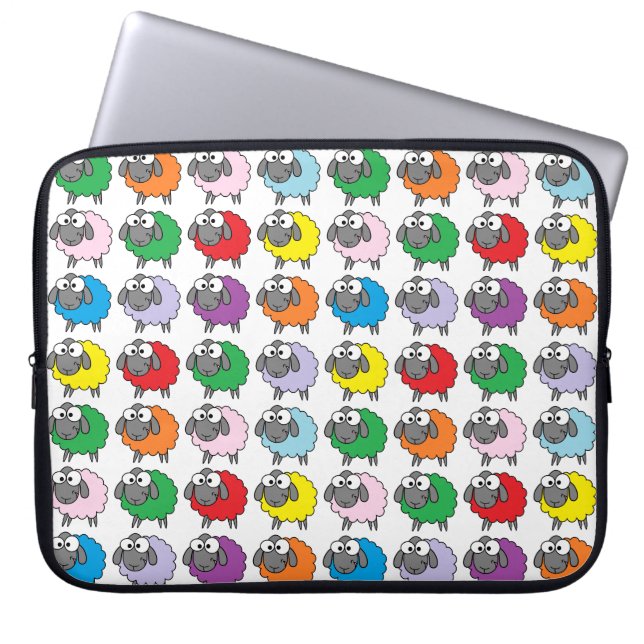 Cartoon Colourful Sheep Pattern Laptop Sleeve (Front)