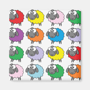 Cartoon Colourful Sheep Pattern Magnet
