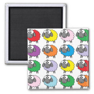 Cartoon Colourful Sheep Pattern Magnet