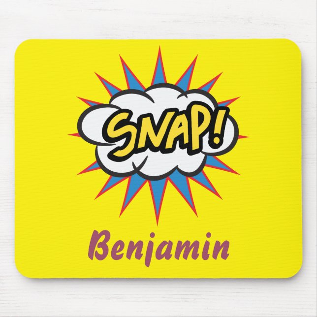 Cartoon Comic book pattern bright yellow Mouse Pad (Front)