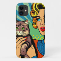 Cartoon Comic Pop Art Women and Cat Personalised
